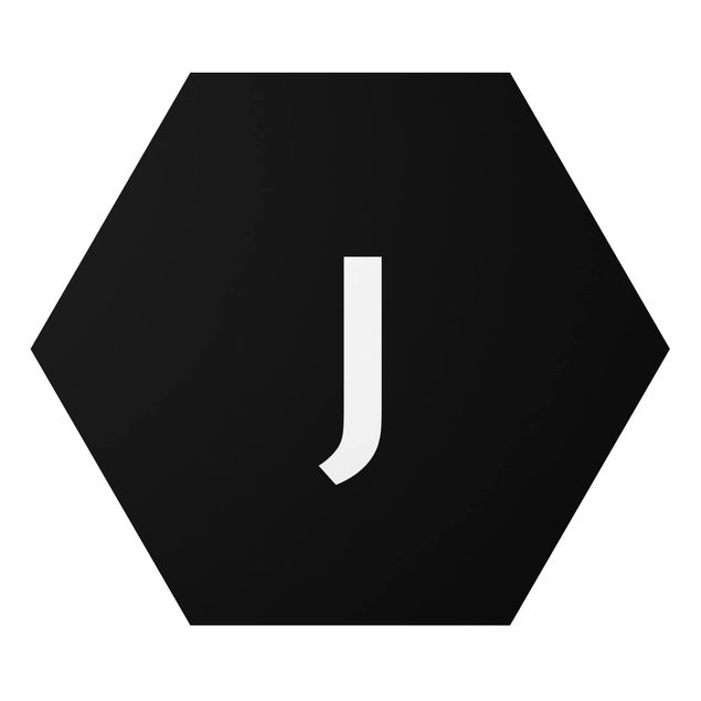 Obraz heksagonalny z Alu-Dibond - Czarna litera J