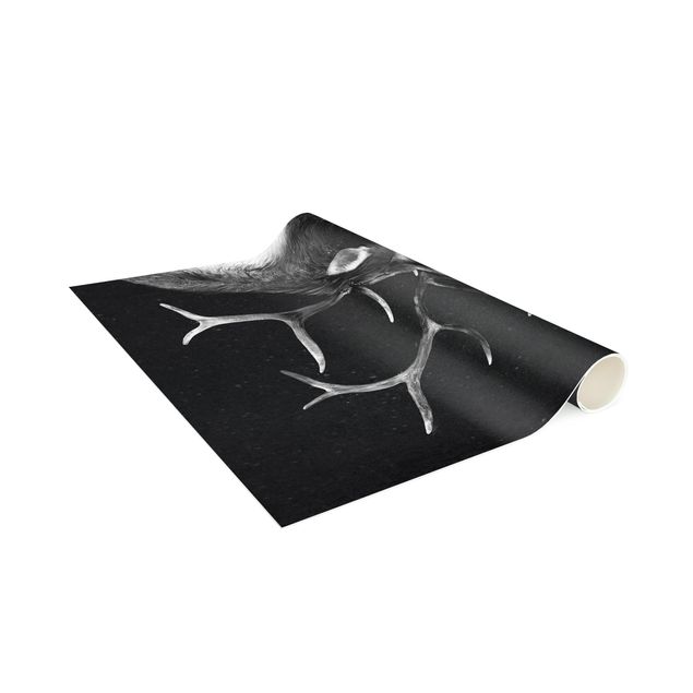 dywan nowoczesny Ilustracja Jeleń i zając Czarno-biały obraz