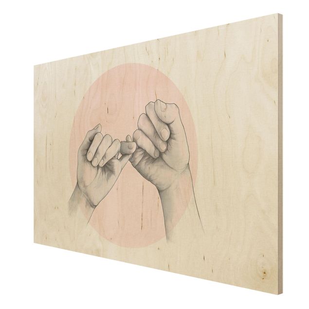 Laura Graves Art obrazy Ilustracja dłoni Przyjaźń Koło Różowy Biały