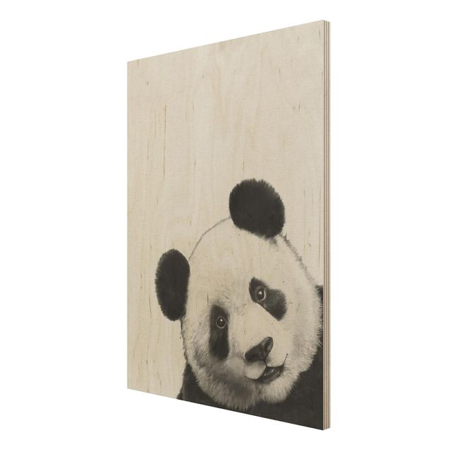 Laura Graves Art obrazy Ilustracja Panda Czarno Biała Malarstwo