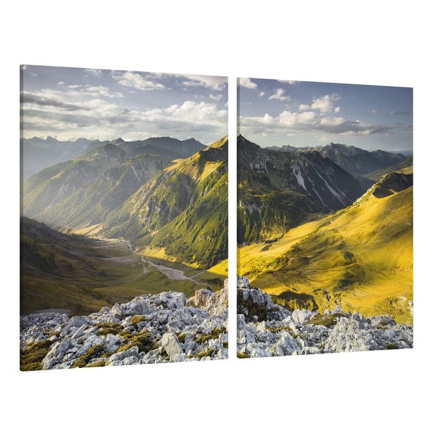 Obrazy nowoczesne Góry i dolina w Alpach Lechtalskich w Tyrolu