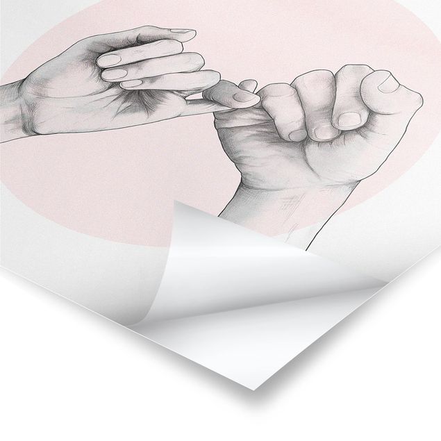 Laura Graves Art obrazy Ilustracja dłoni Przyjaźń Koło Różowy Biały