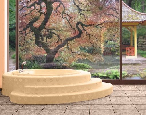 Folia okienna do sypialni Ogród japoński