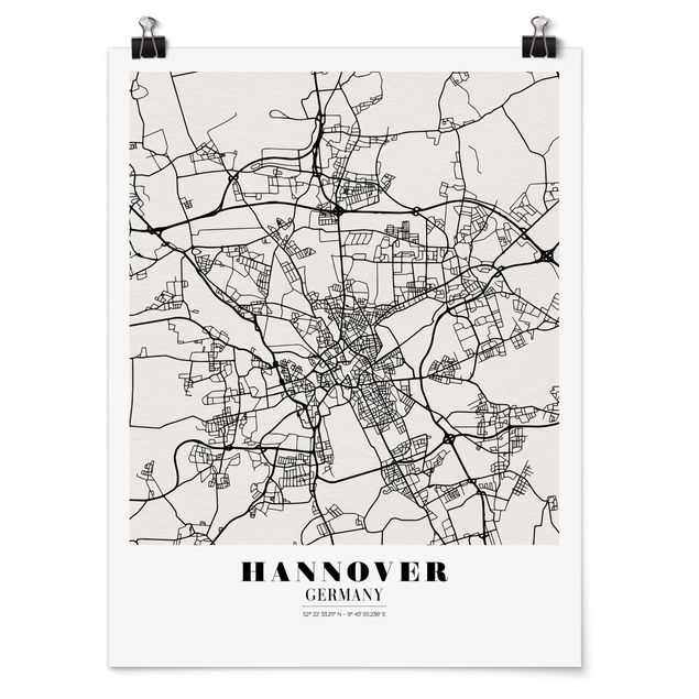 Obrazy z napisami Mapa miasta Hanower - Klasyczna
