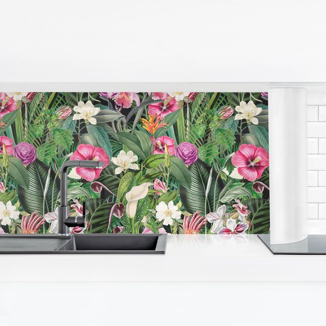 Panel ścienny do kuchni - Kolaż kolorowych kwiatów tropikalnych