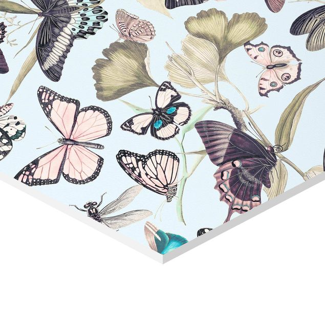 Obrazy z motywem kwiatowym Kolaże w stylu vintage - Motyle i ważki
