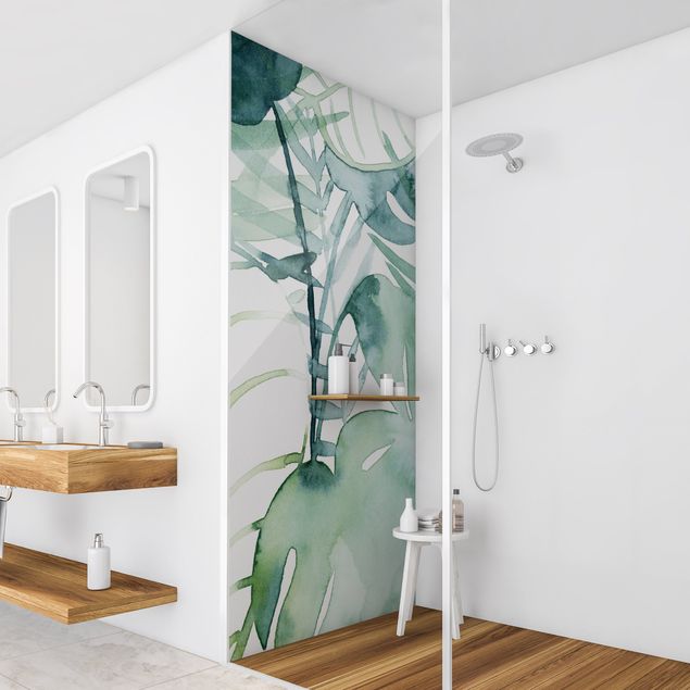 Tylna ścianka prysznicowa - Palm Fronds In Watercolour II