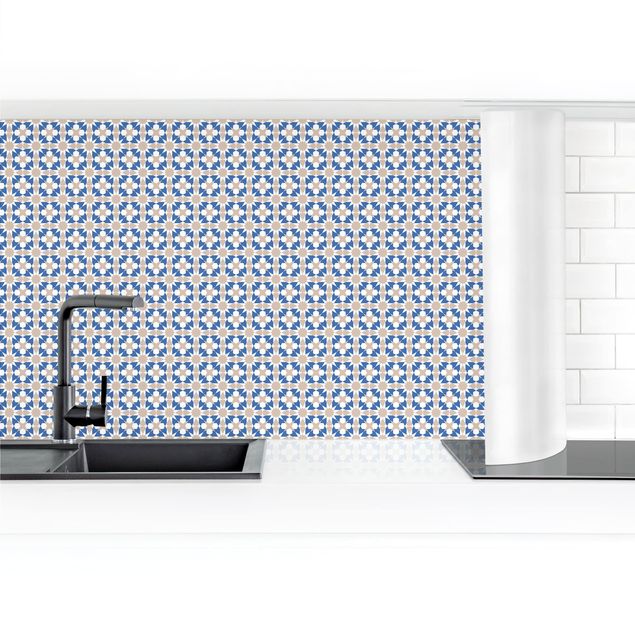 Panel ścienny do kuchni - Orientalny wzór z niebieskimi gwiazdami