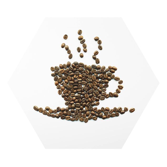 Sześciokątny obraz Filiżanka kawy ziarnistej