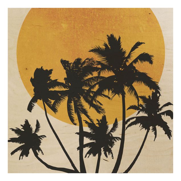 Obrazy Palmy na tle złotego słońca