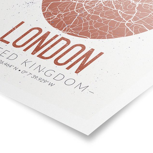 Londyn obraz Mapa miasta Londyn - Retro