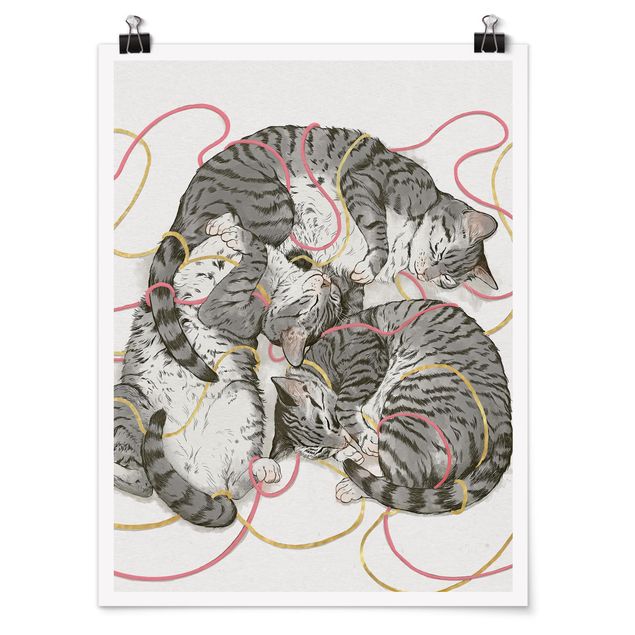 Obrazy koty Ilustracja szarych kotów Malarstwo