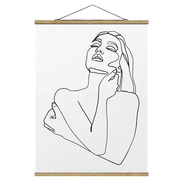 Obrazy nowoczesny Line Art Kobieta górna część ciała czarno-biały