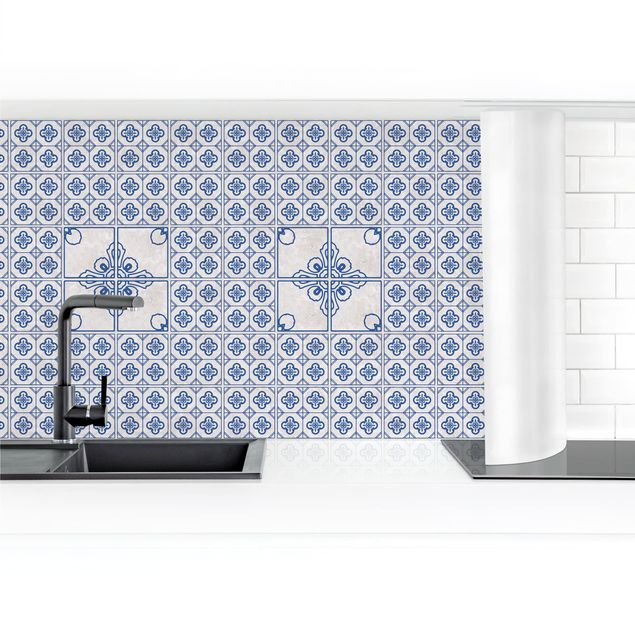 Panel ścienny do kuchni - Wzór płytek Porto Niebieski