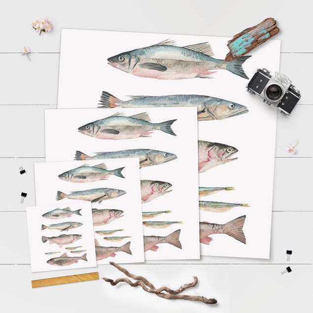 Obrazy Siedem rybek w akwareli I