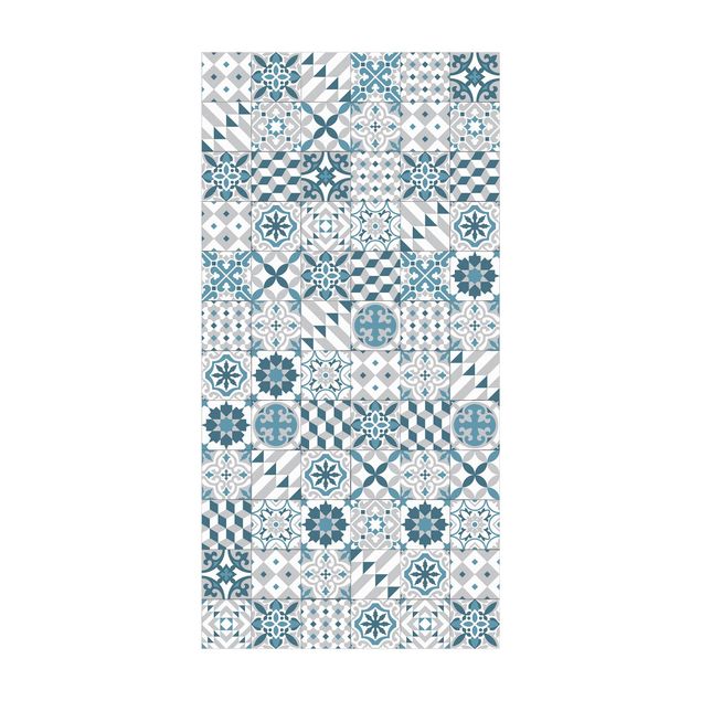 dywan z kafelek Płytka geometryczna Mix niebieski szary