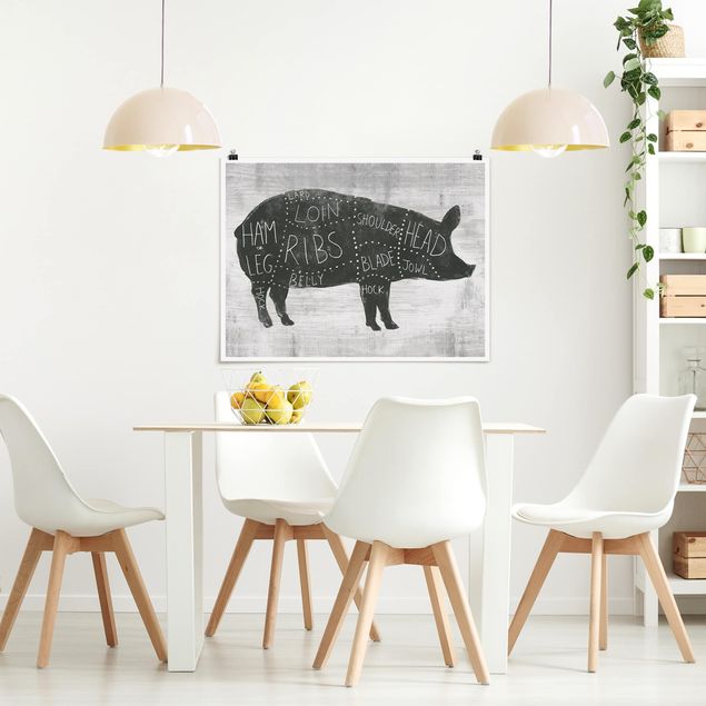 Obrazy nowoczesne Tablica ekspozycyjna rzeźnika - świnia