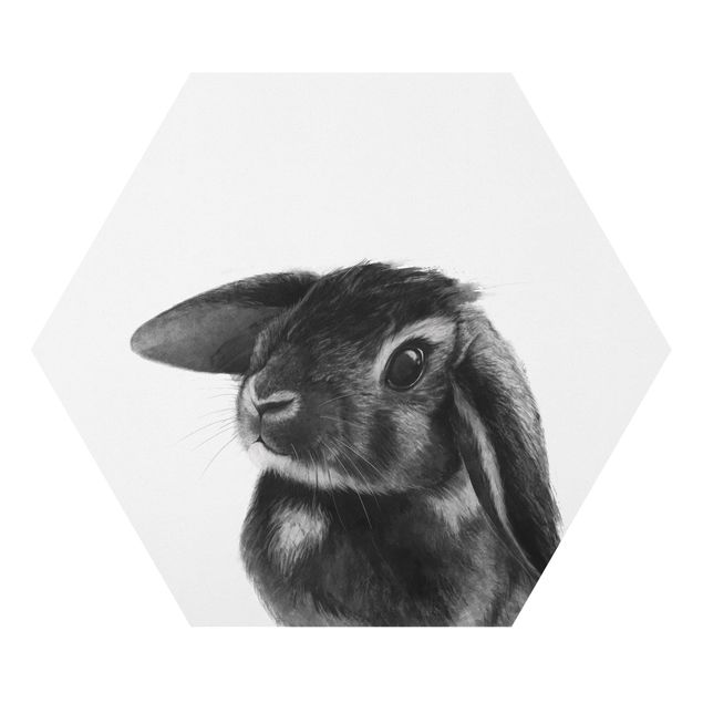 Obrazki czarno białe Ilustracja królik czarno-biały rysunek