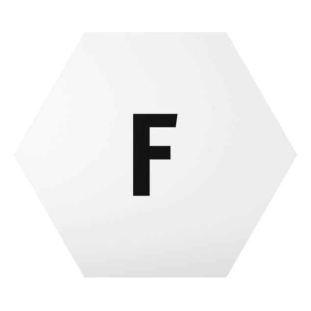 Obraz heksagonalny z Alu-Dibond - Biała litera F