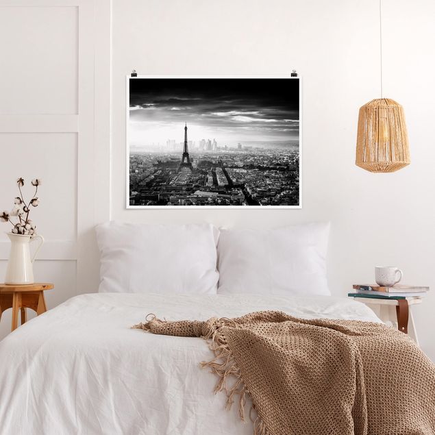 Obrazy do salonu Wieża Eiffla z góry, czarno-biała