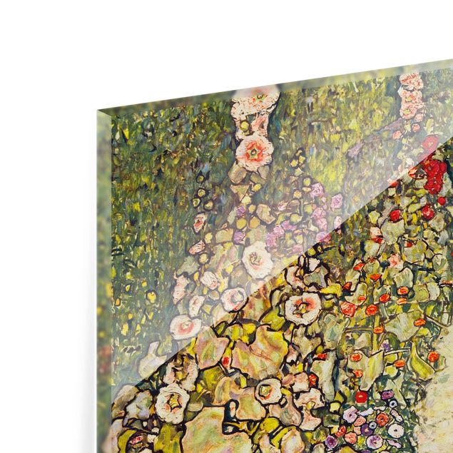Panel szklany do kuchni - Gustav Klimt - Ścieżka ogrodowa z kurczakami