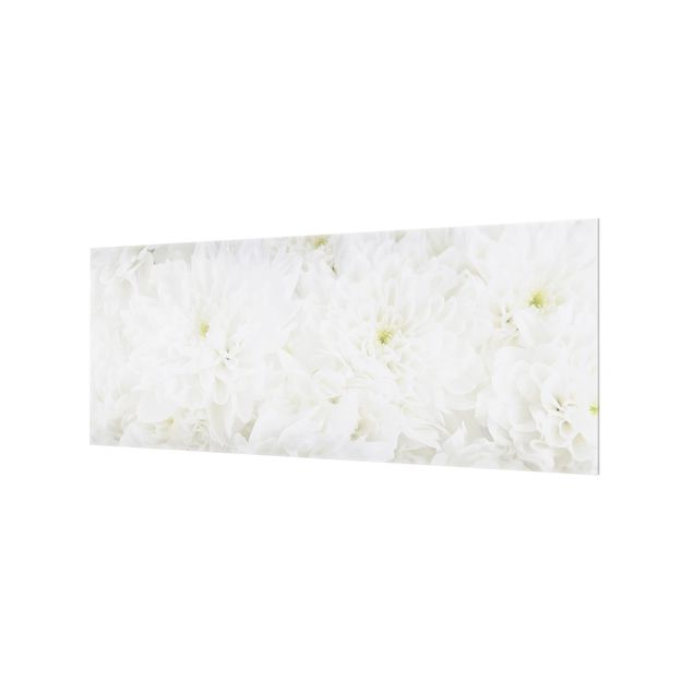 Panel szklany do kuchni - Dahlie Morze kwiatów białe