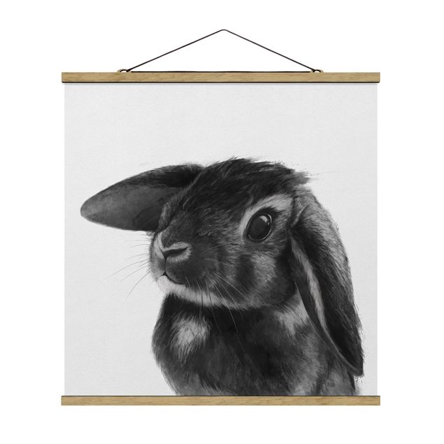 Obrazy zwierzęta Ilustracja królik czarno-biały rysunek