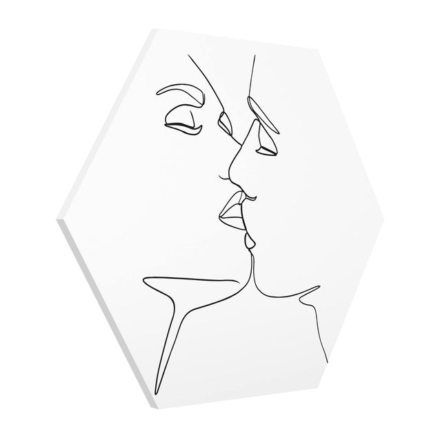 Obrazy portret Line Art Pocałunek twarzy czarno-biały