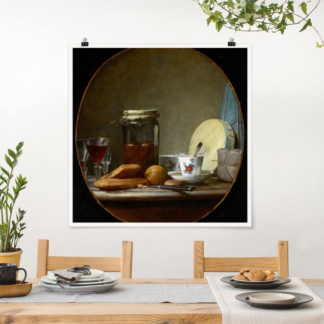 Nowoczesne obrazy do salonu Jean-Baptiste Siméon Chardin - Kieliszek z morelami
