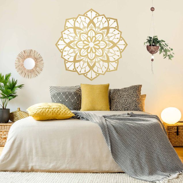 Dekoracja do kuchni Mandala wzór kwiatowy złoto-biały