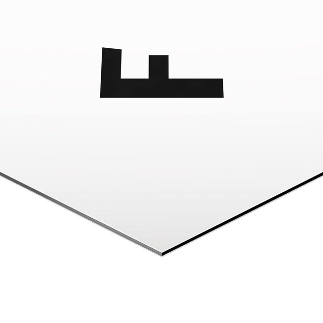 Obraz heksagonalny z Alu-Dibond - Biała litera F
