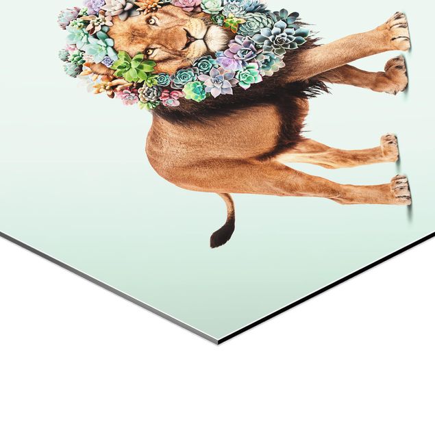 Obrazy z motywem kwiatowym Lew z sukulentami