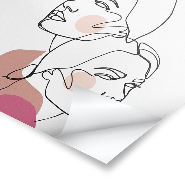 Obrazy line art Linia Art Kobiety portret policzki różowy