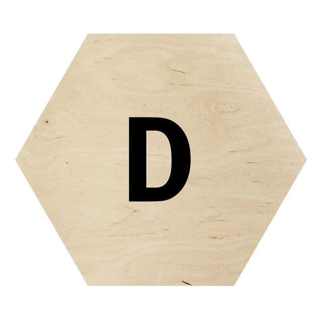 Obraz heksagonalny z drewna - Biała litera D