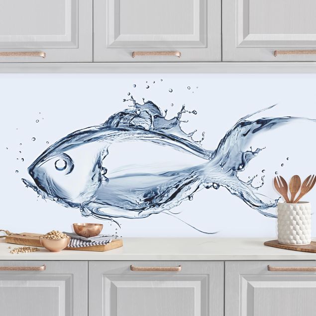 Dekoracja do kuchni Płynna srebrna ryba II