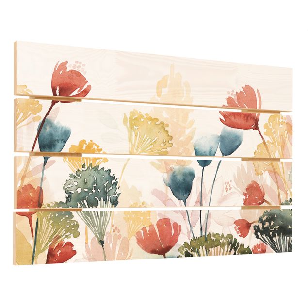 Obraz z drewna - Dzikimi kwiatami w lecie II