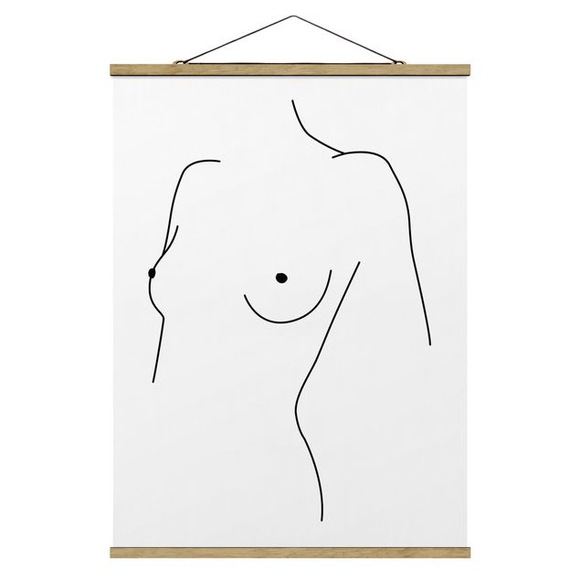 Obrazy nowoczesne Line Art Nagi biust kobiety czarno-biały