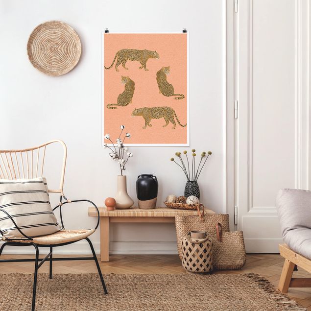 Dekoracja do kuchni Ilustracja Leopard Różowe malarstwo