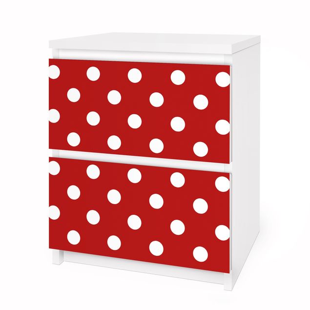 Okleina meblowa IKEA - Malm komoda, 2 szuflady - Nr DS92 Dot Design Girly Red