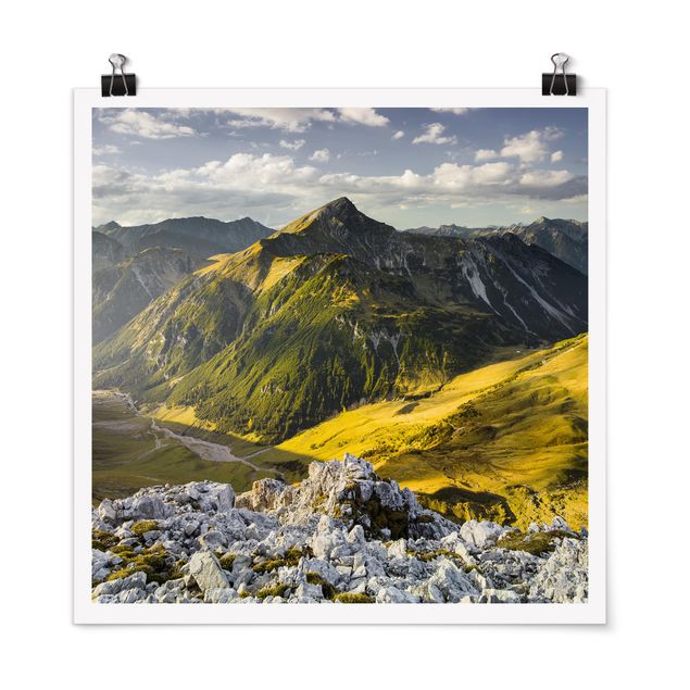 Obrazy nowoczesne Góry i dolina w Alpach Lechtalskich w Tyrolu