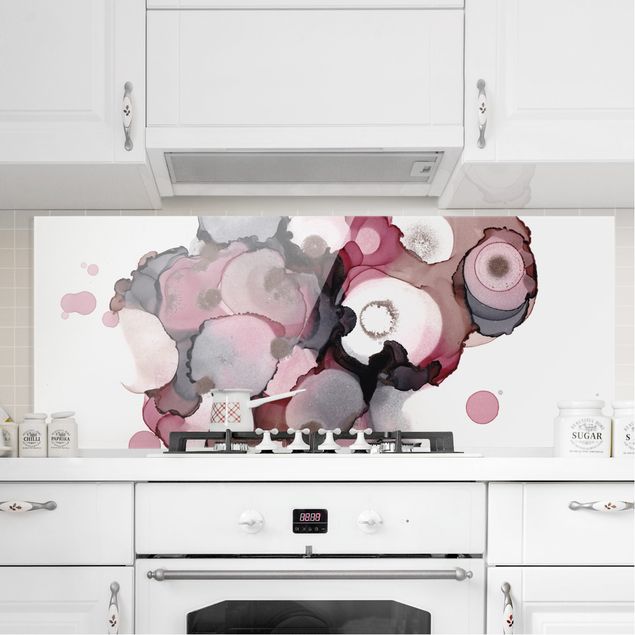 Dekoracja do kuchni Krople różowego beżu z różowym złotem