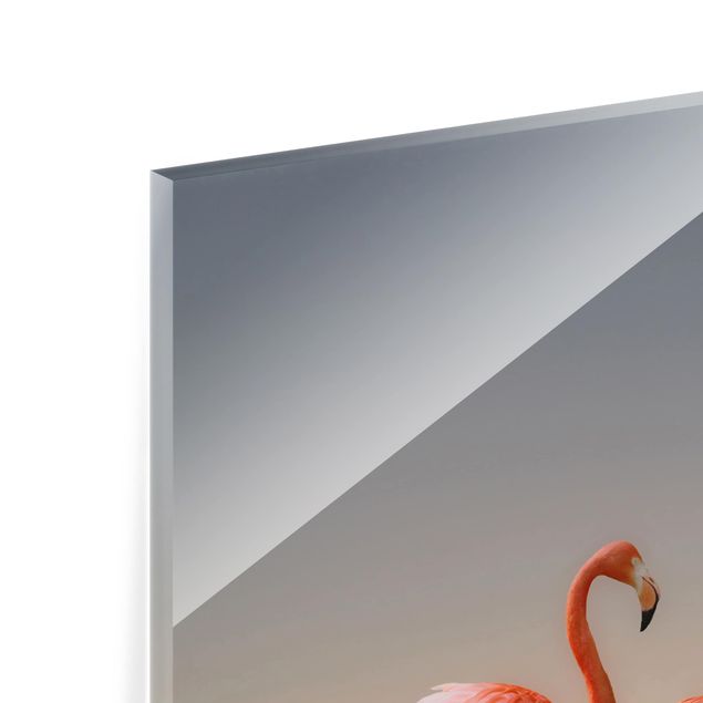 Panel szklany do kuchni - Miłość flaminga