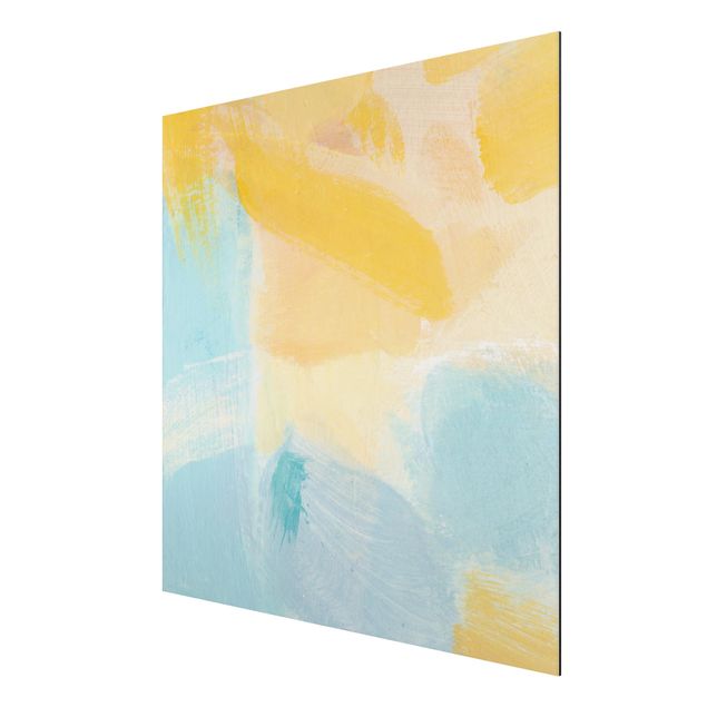 Obrazy abstrakcja Wiosenna kompozycja w kolorach żółtym i niebieskim