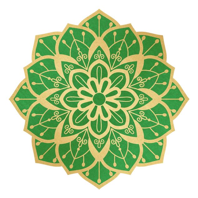 Dekoracja do kuchni Mandala wzór kwiatowy złoty zielony