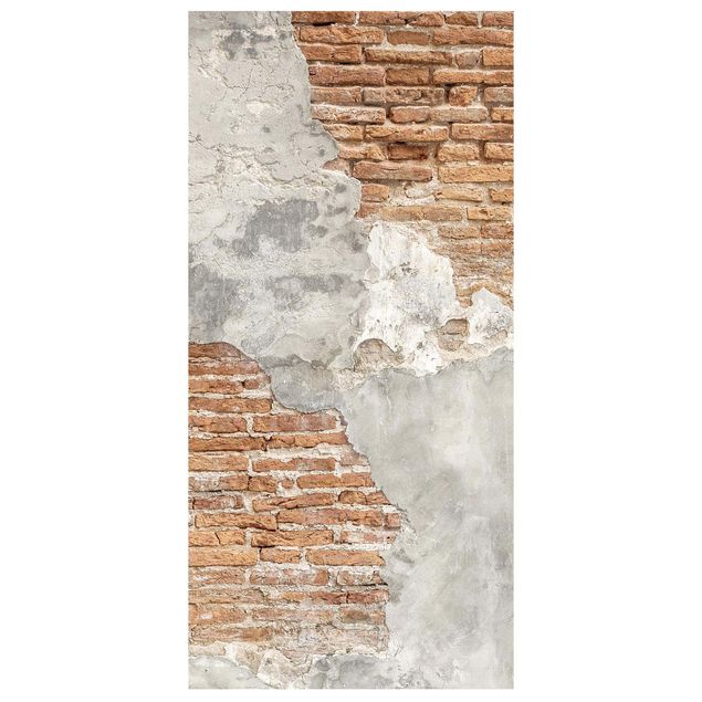 Parawan pokojowy - Ceglana ściana w stylu shabby