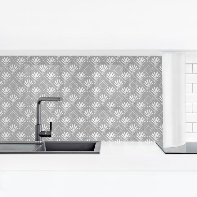 Panel ścienny do kuchni - Glitter look z wzorem Art Deco na szarym tle