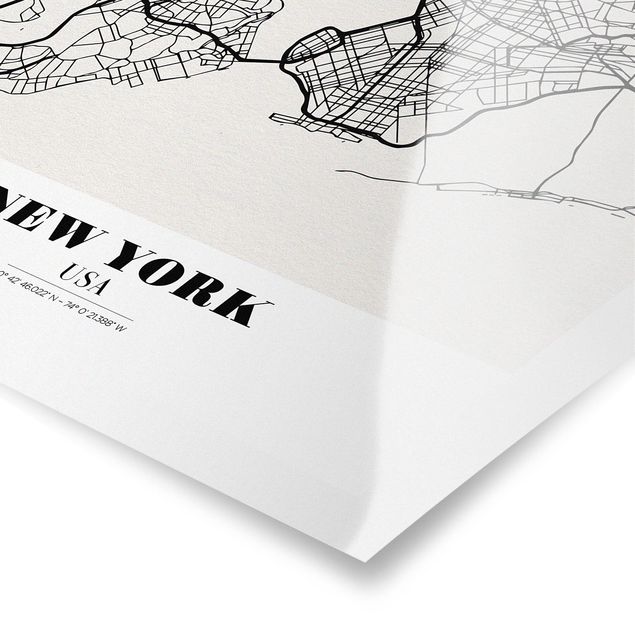Czarno białe obrazki Mapa miasta Nowy Jork - Klasyczna