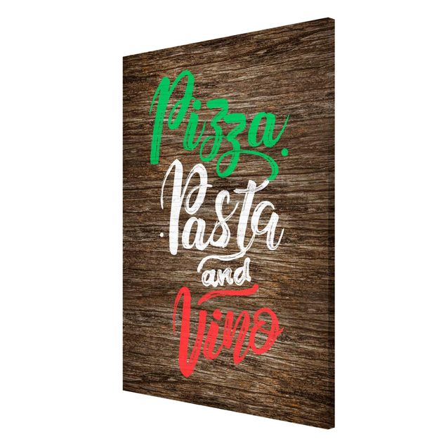 Obrazy z napisami Pizza Pasta i Vino na desce
