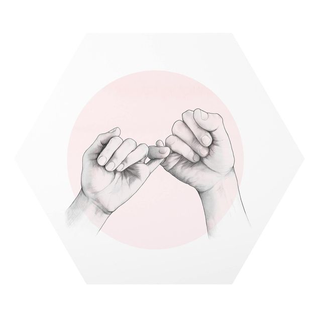 Obraz różowy Ilustracja dłoni Przyjaźń Koło Różowy Biały