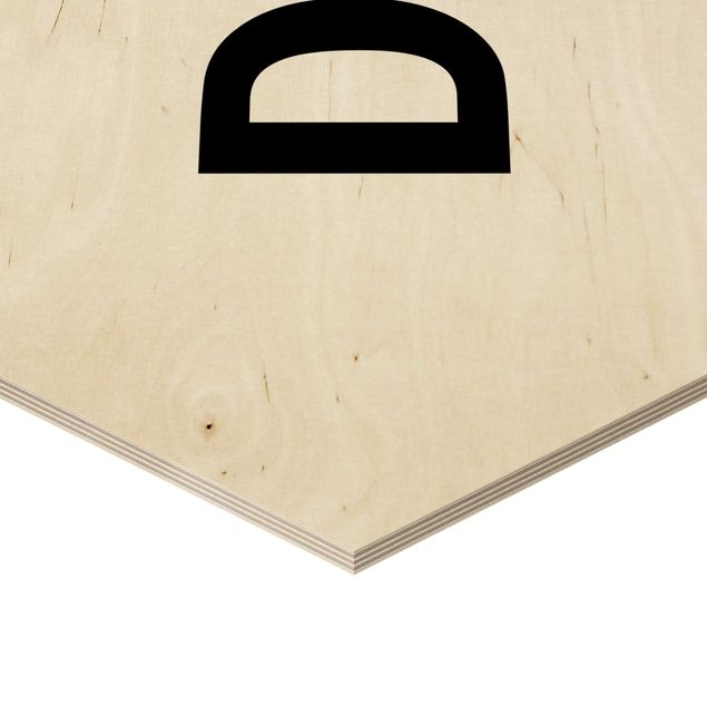 Obraz heksagonalny z drewna - Biała litera D